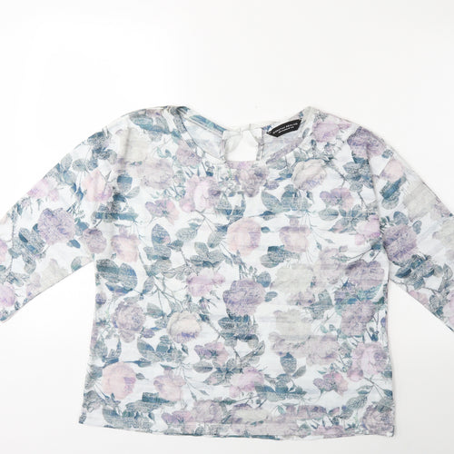 Dorothy Perkins Womens White Floral  Basic T-Shirt Size 18