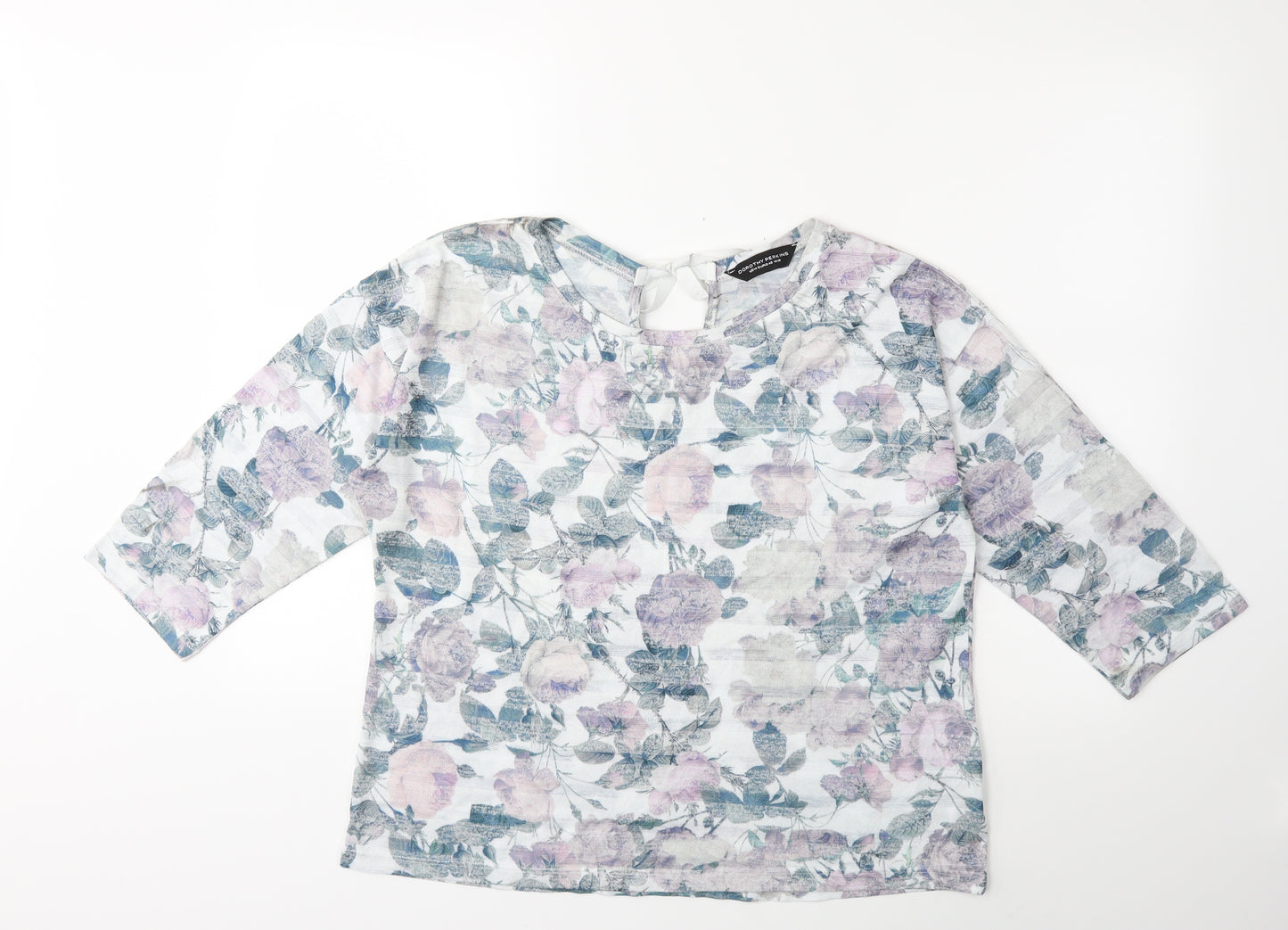 Dorothy Perkins Womens White Floral  Basic T-Shirt Size 18