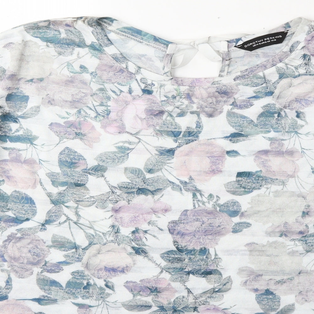 Dorothy Perkins Womens White Floral  Basic T-Shirt Size 18