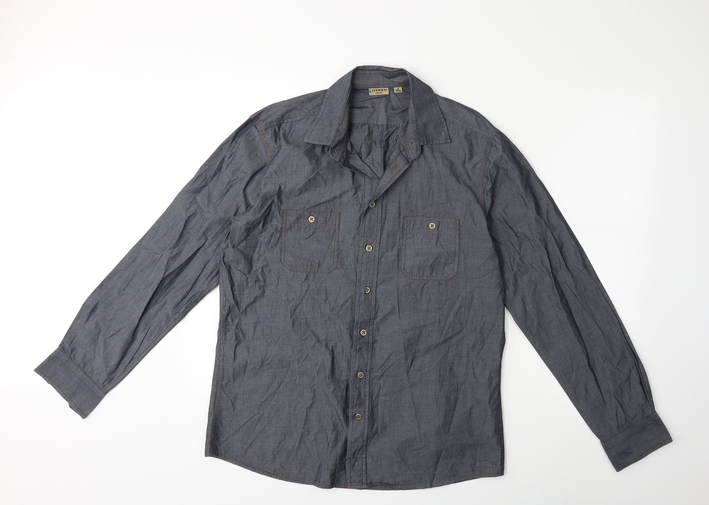 Livergy Mens Grey    Button-Up Size M