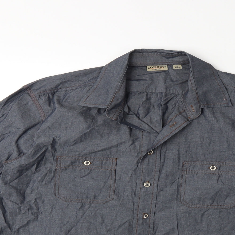Livergy Mens Grey    Button-Up Size M