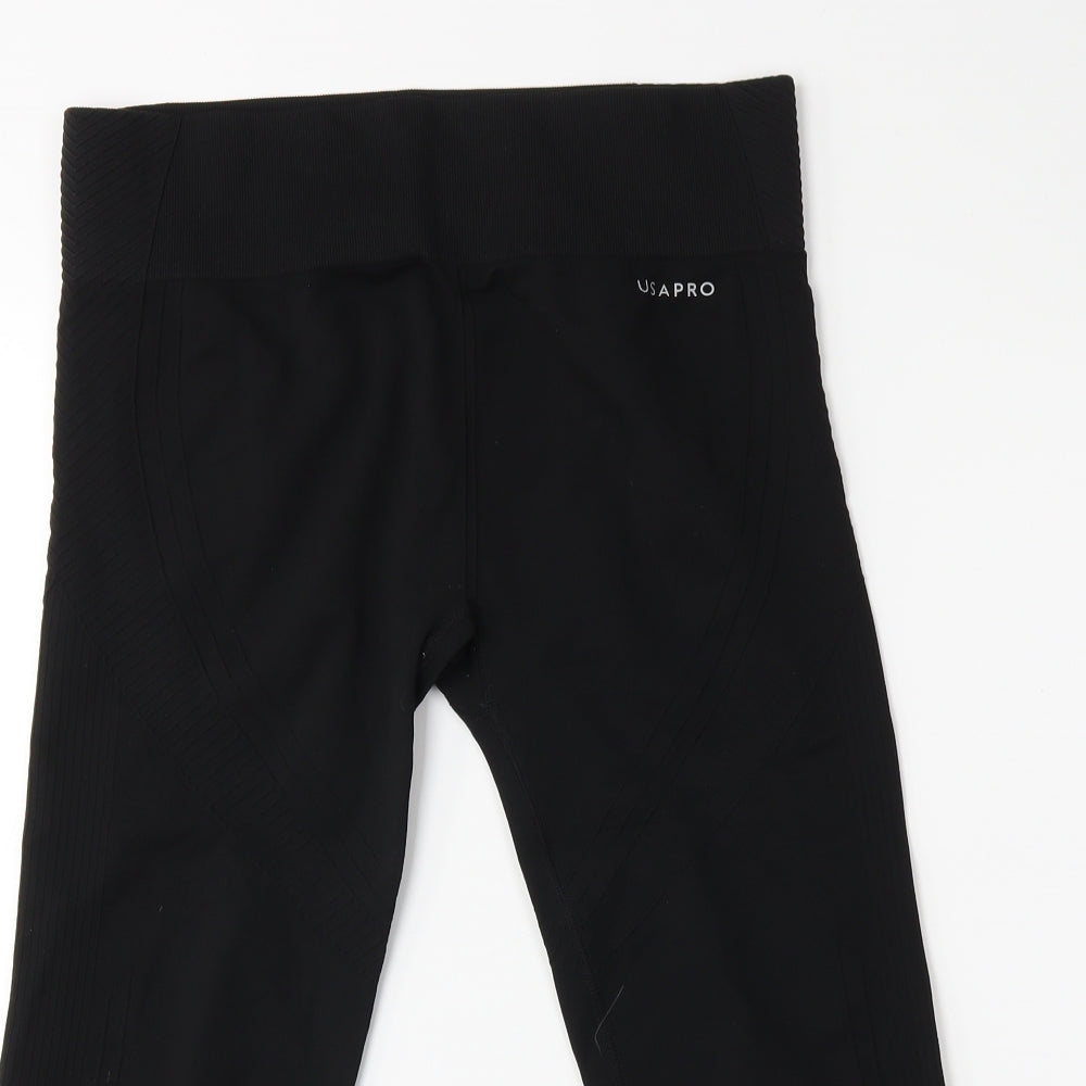 USA Pro Womens Black   Compression Leggings Size 14 L19 in