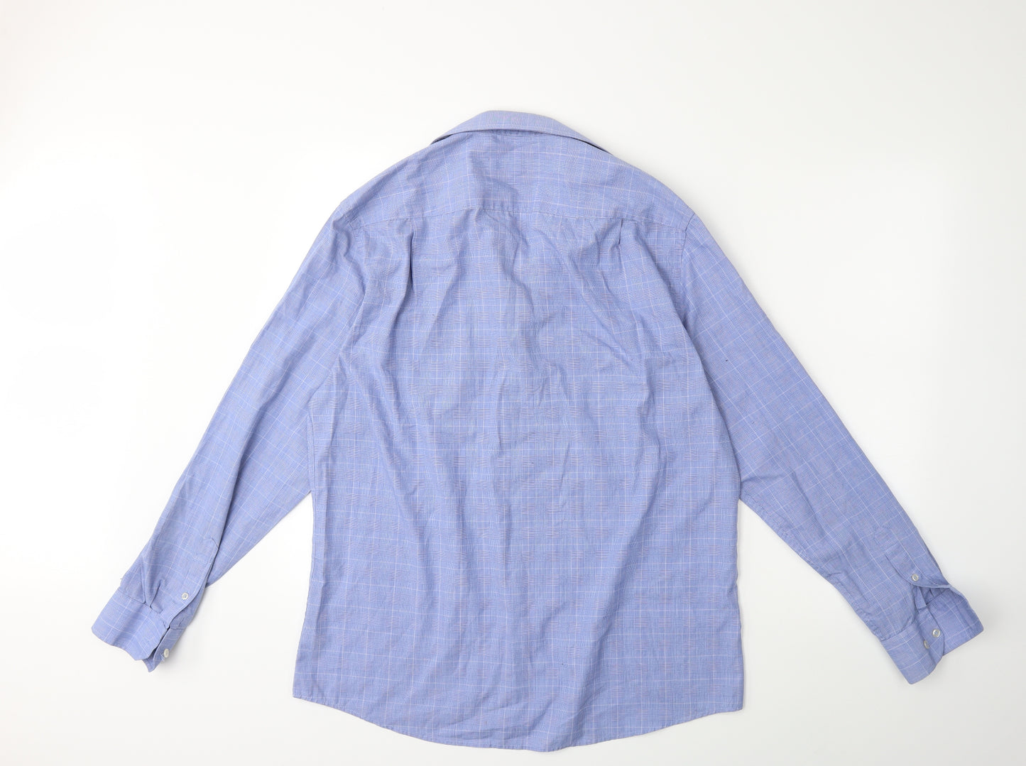 Taylor & Cutter Mens Blue Check   Button-Up Size 16