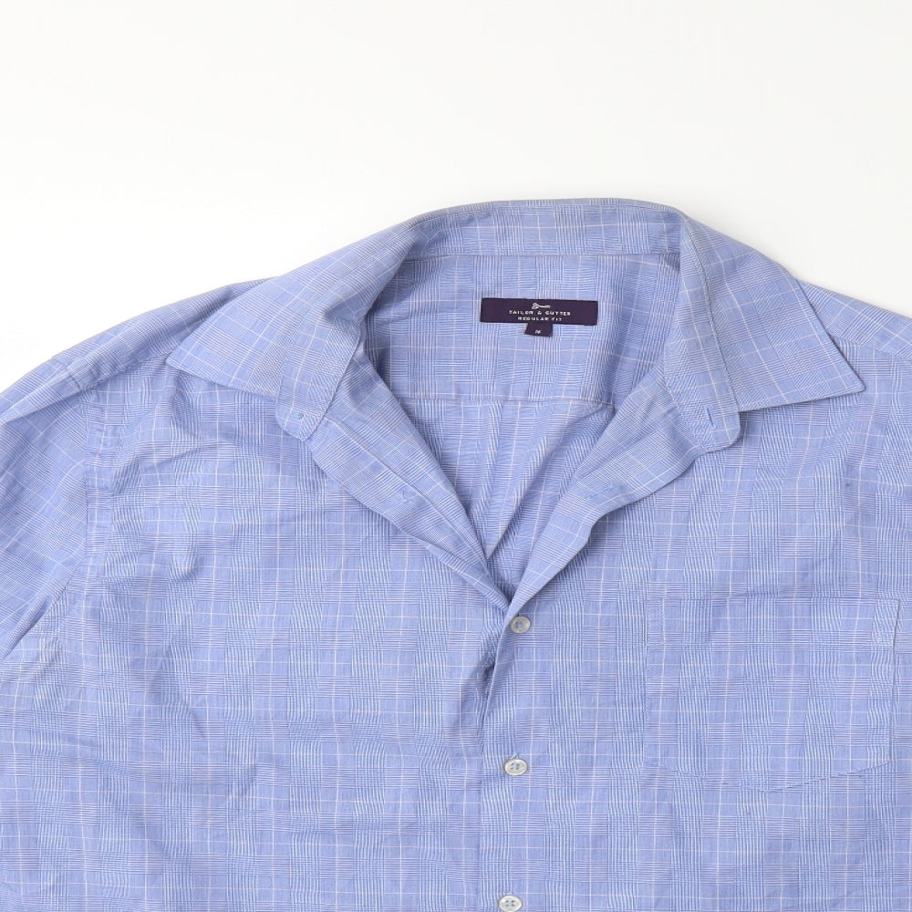 Taylor & Cutter Mens Blue Check   Button-Up Size 16