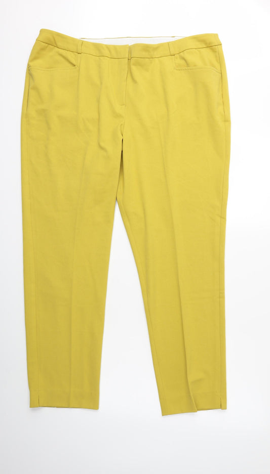 Front view of KATE women’s green trousers, size UK 26, 28-inch leg
