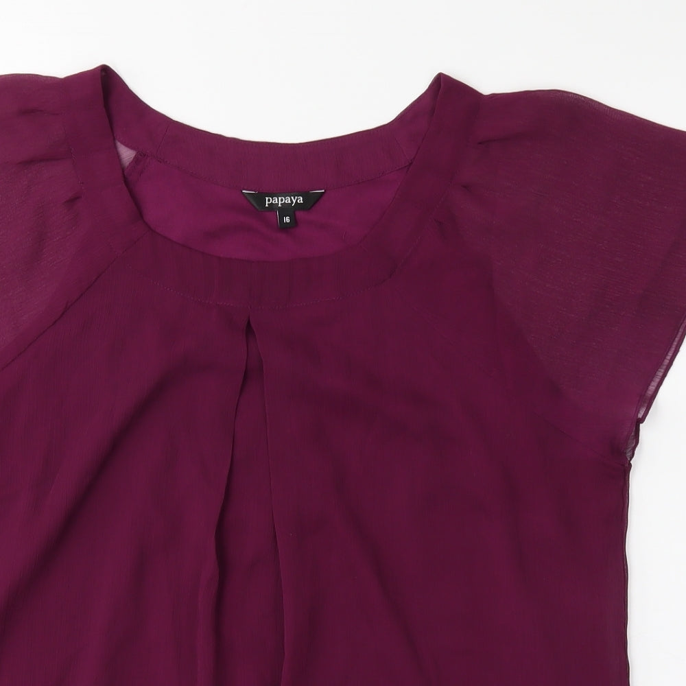 Papaya Womens Purple   Basic Blouse Size 16