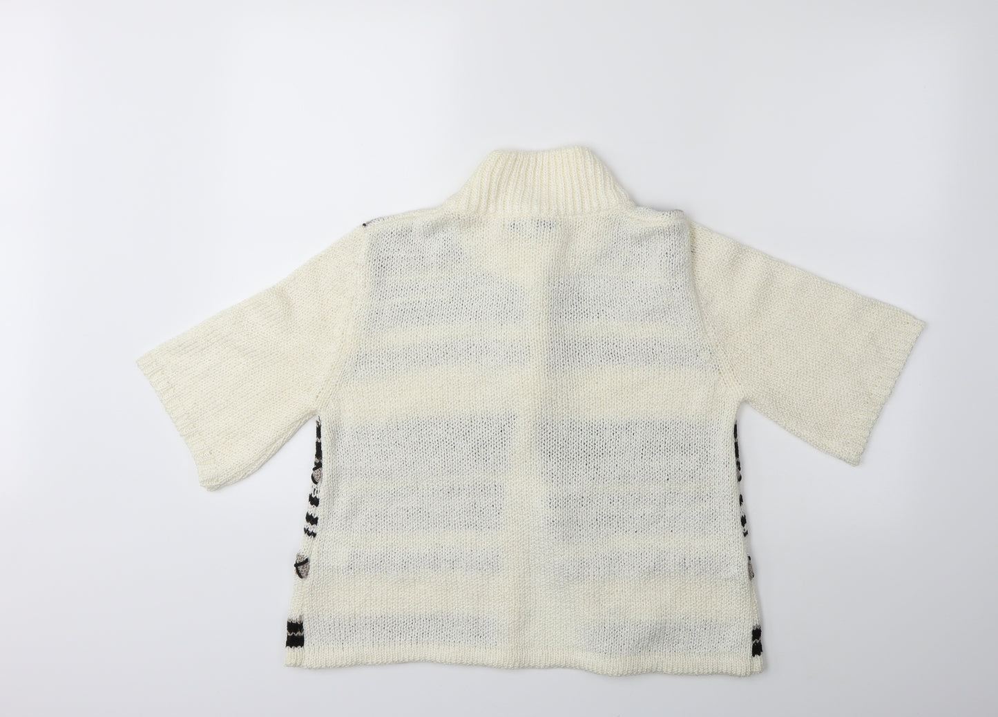 Elizabeth Scott Womens White Striped Knit Cardigan Jumper Size S