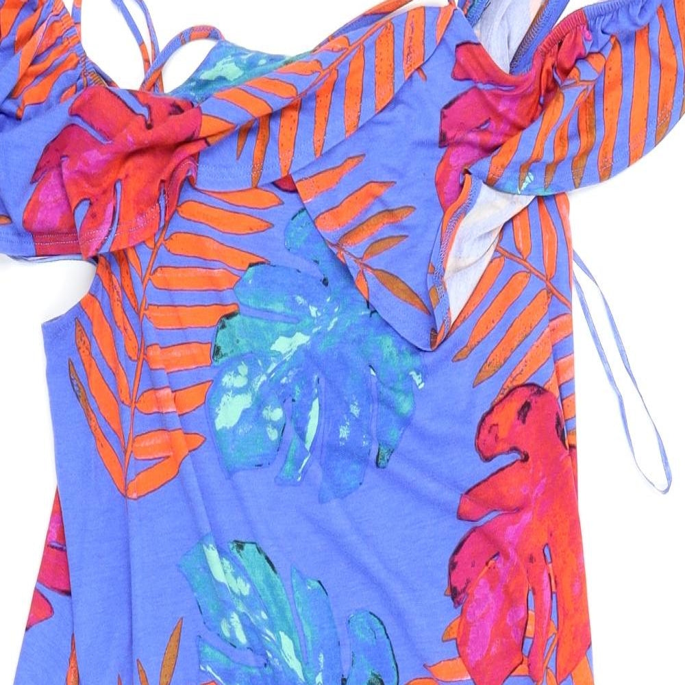 Asda George Womens Blue Floral  Fit & Flare  Size 14