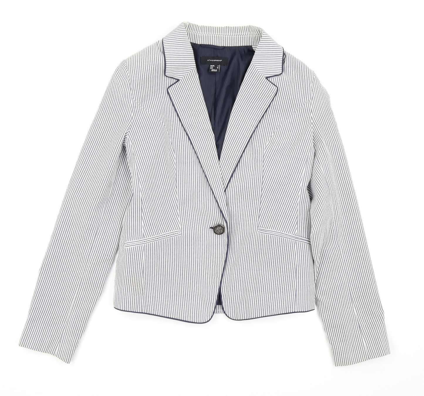Primark Womens White Striped  Jacket Suit Jacket Size 8