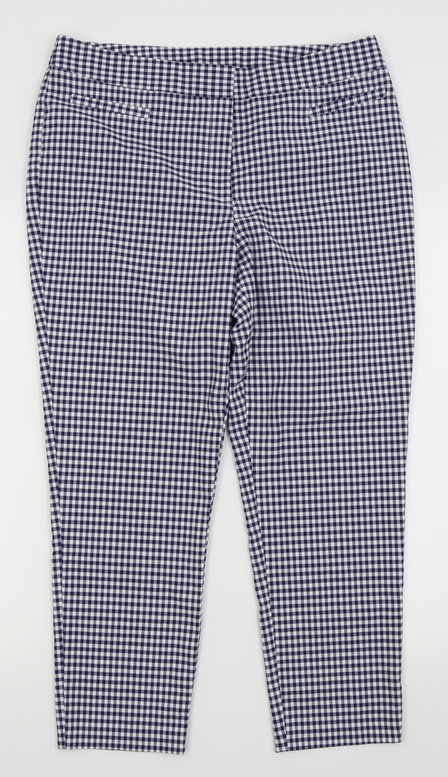 Papaya Womens White Check  Trousers  Size 14 L22 in