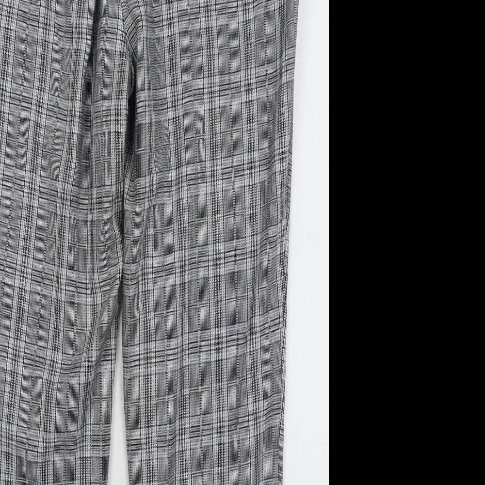 F&F Womens Grey Check  Sweatpants Trousers Size 14 L24 in