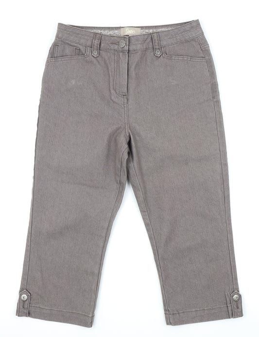 Front view of Soon women’s purple capri jeans, size UK 12