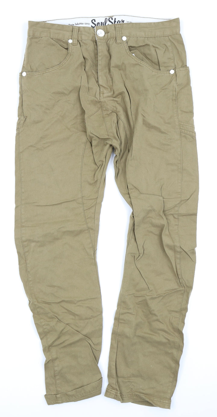 Soul Star Mens Beige Chino Trousers Size 30 L25 in