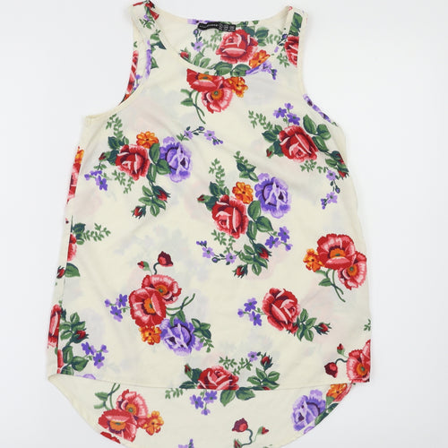 primark  Womens White Floral  Basic Blouse Size 6