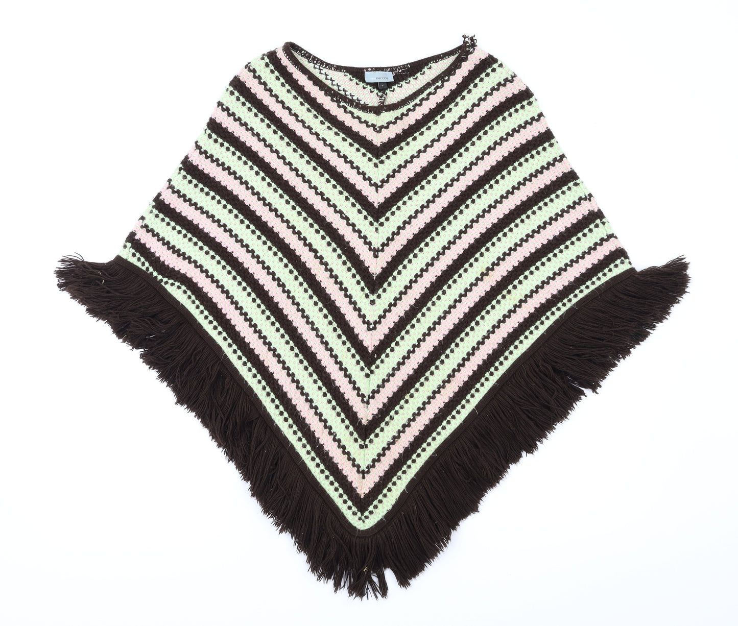 red hearing  Womens Brown Striped  Pullover Jumper Size L  - komono