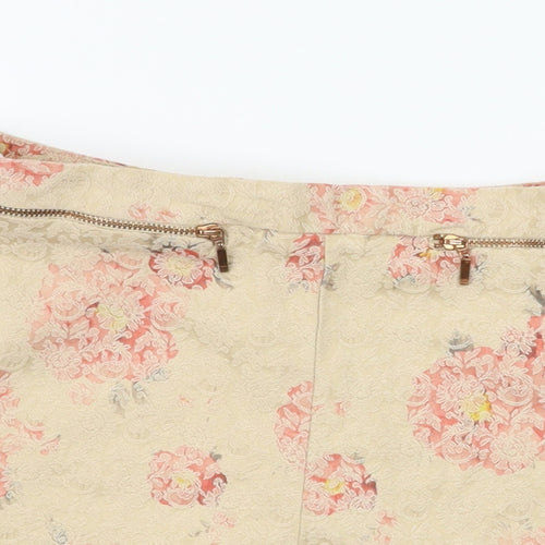 Primark  Womens Beige Floral  Hot Pants Shorts Size 10