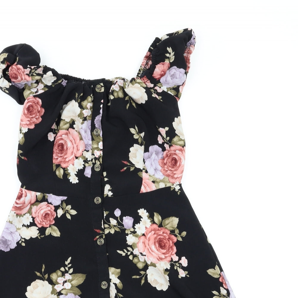 Primark  Womens Black Floral  Fit & Flare  Size 6