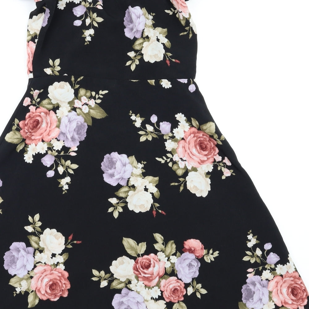 Primark  Womens Black Floral  Fit & Flare  Size 6