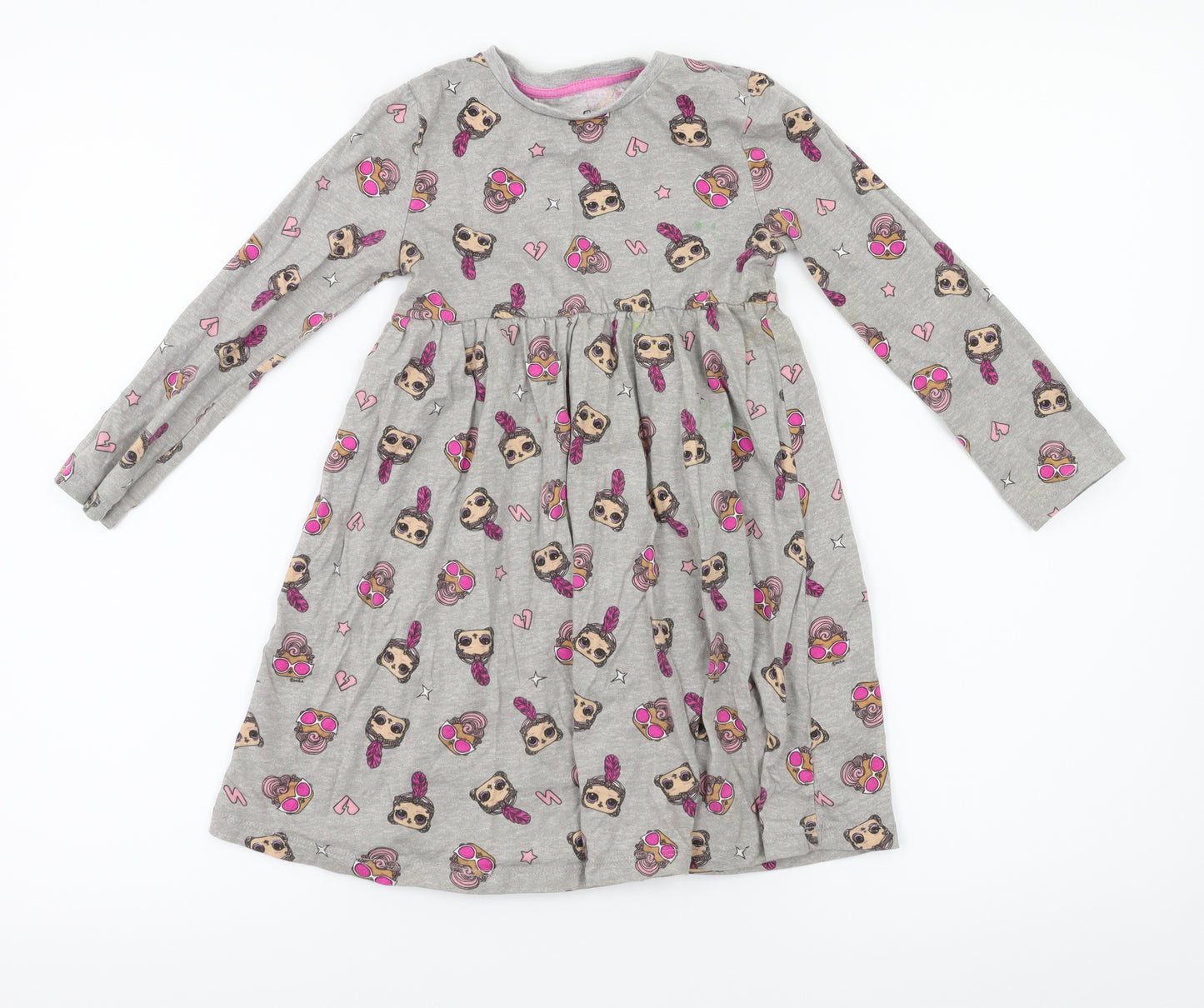 LOL Girls Grey Animal Print  Fit & Flare  Size 4-5 Years