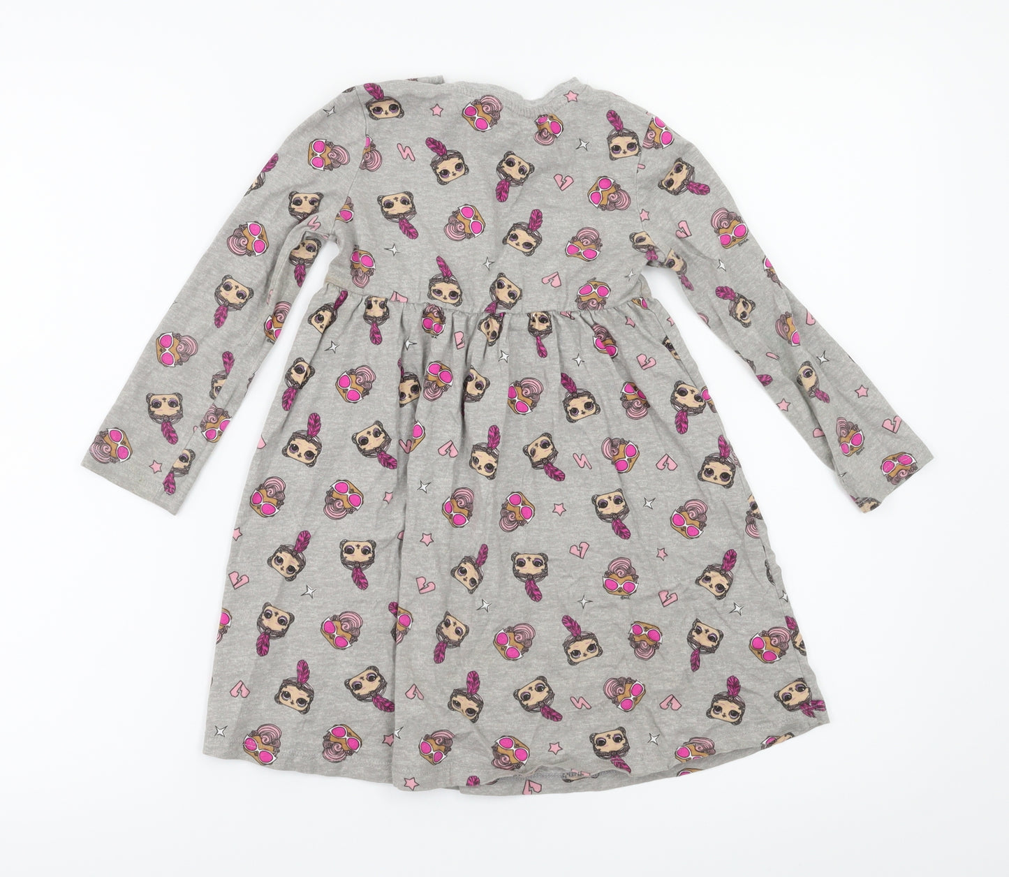 LOL Girls Grey Animal Print  Fit & Flare  Size 4-5 Years