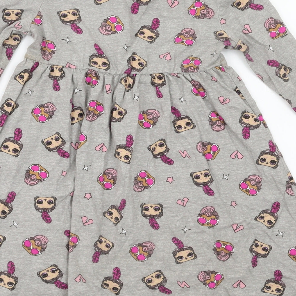 LOL Girls Grey Animal Print  Fit & Flare  Size 4-5 Years