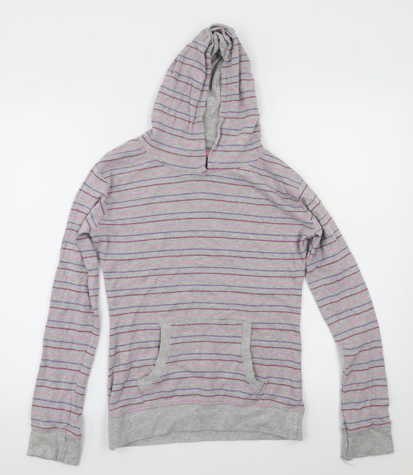 yd  Girls Grey Striped  Pullover Jumper Size 12-13 Years