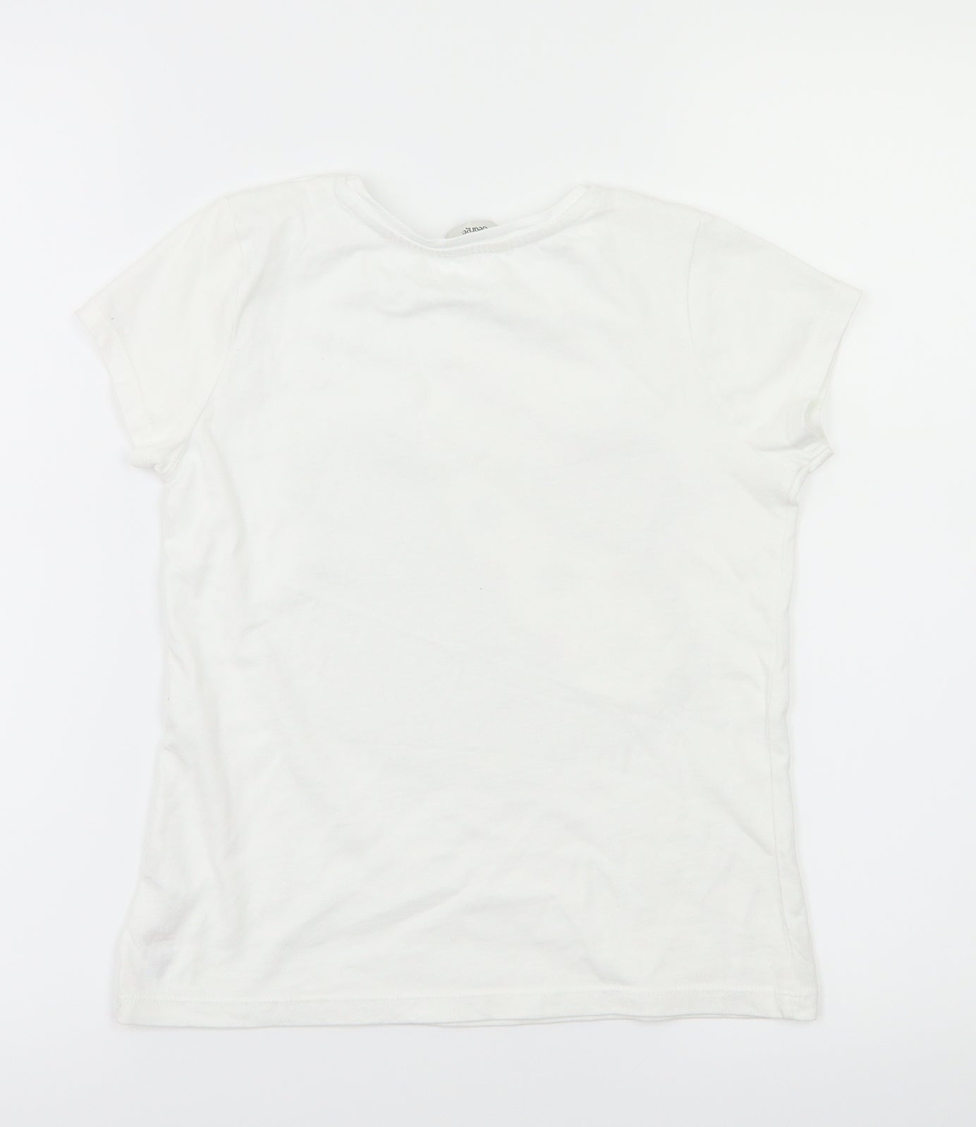 George  Girls White Animal Print  Basic T-Shirt Size 8-9 Years