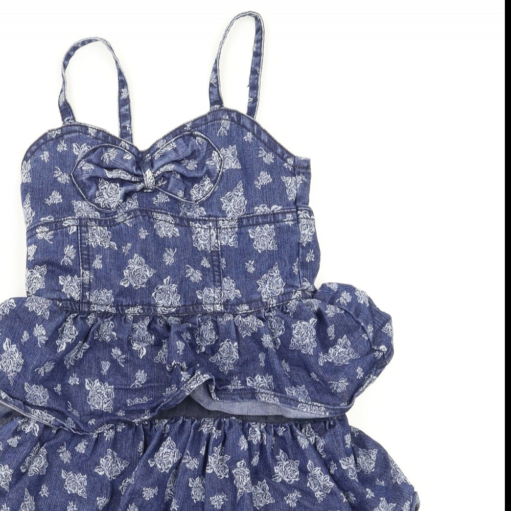 Beautiful like me  Girls Blue Floral  Fit & Flare  Size 6-7 Years