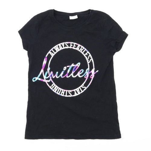 F&F Girls Black   Basic T-Shirt Size 7-8 Years
