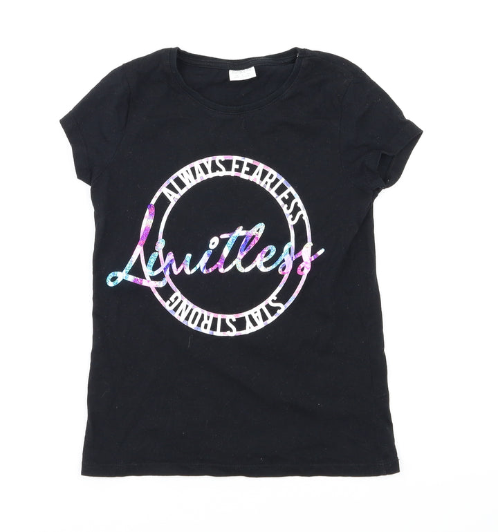F&F Girls Black   Basic T-Shirt Size 7-8 Years
