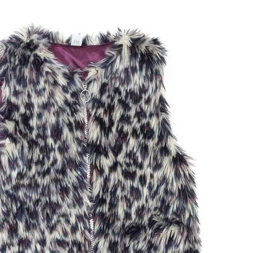 TU Girls Black Animal Print  Jacket  Size 9-10 Years