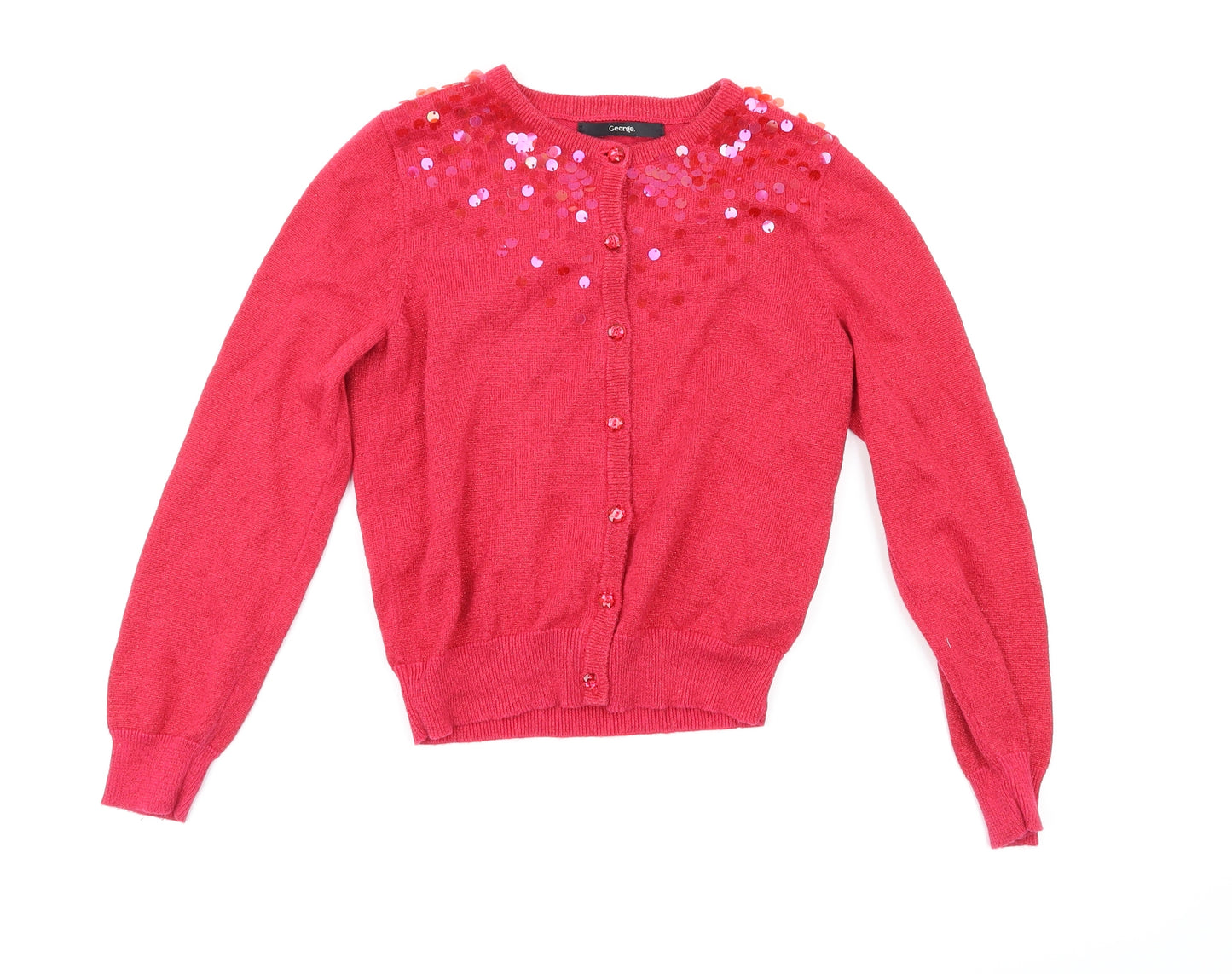 George  Girls Red   Cardigan Jumper Size 8-9 Years