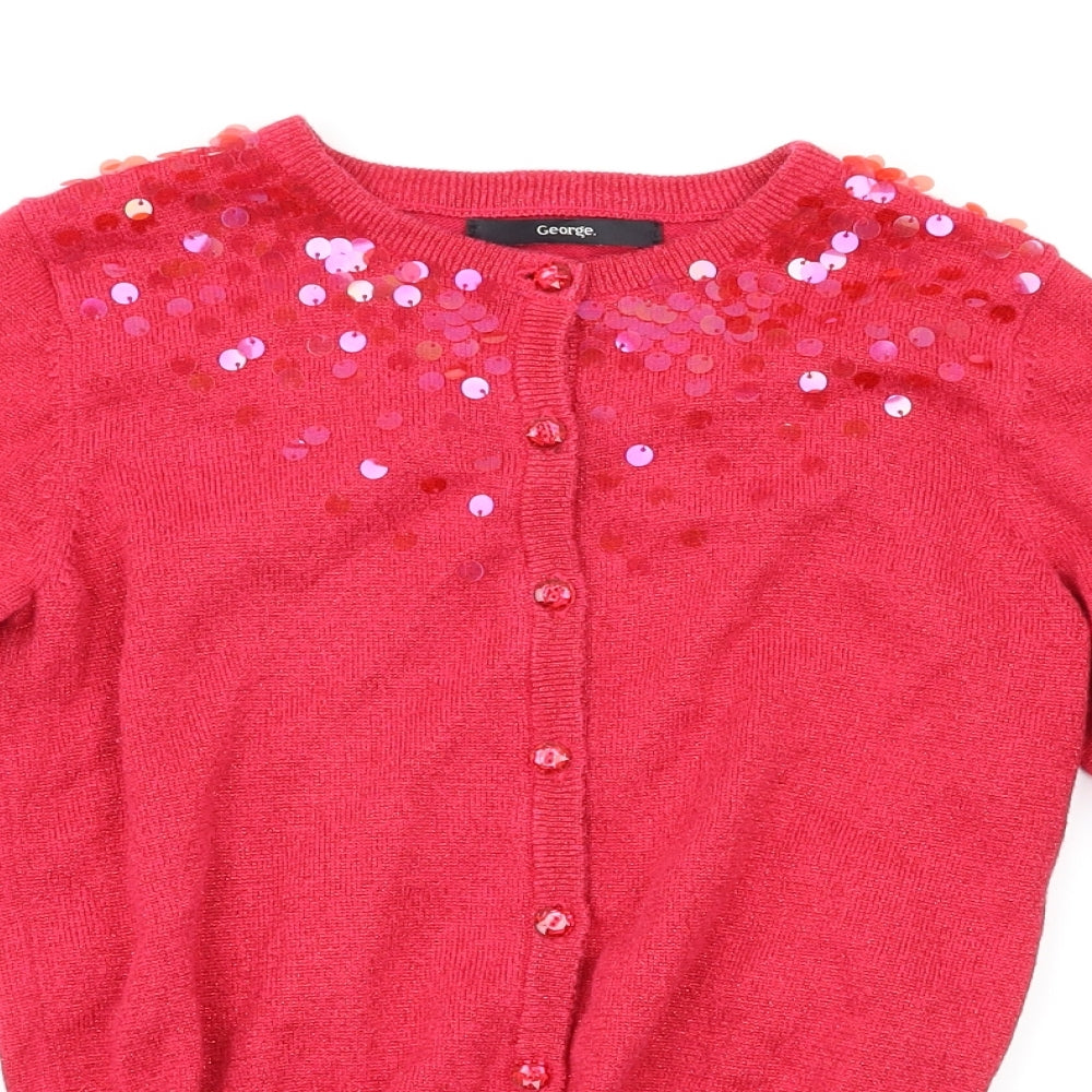 George  Girls Red   Cardigan Jumper Size 8-9 Years