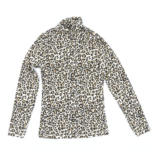 George  Girls Brown Animal Print  Basic T-Shirt Size 8-9 Years
