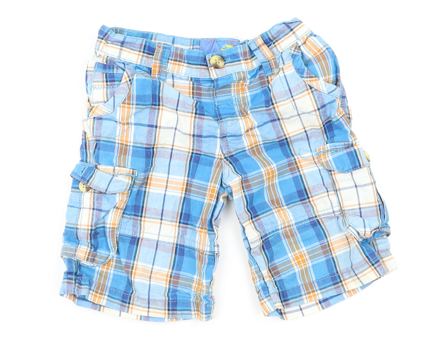 TU Boys Blue Check  Cargo Shorts Size 2-3 Years