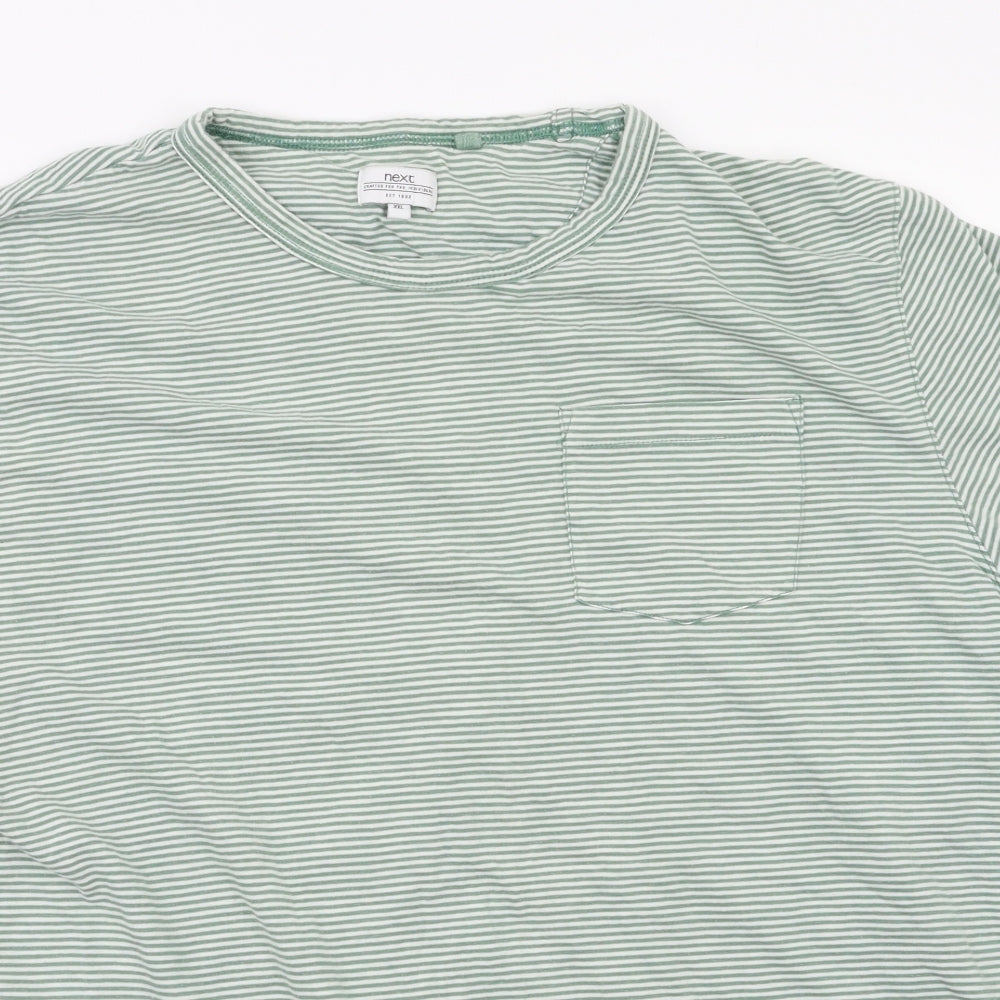 NEXT Womens Green Striped  Basic T-Shirt Size 2XL