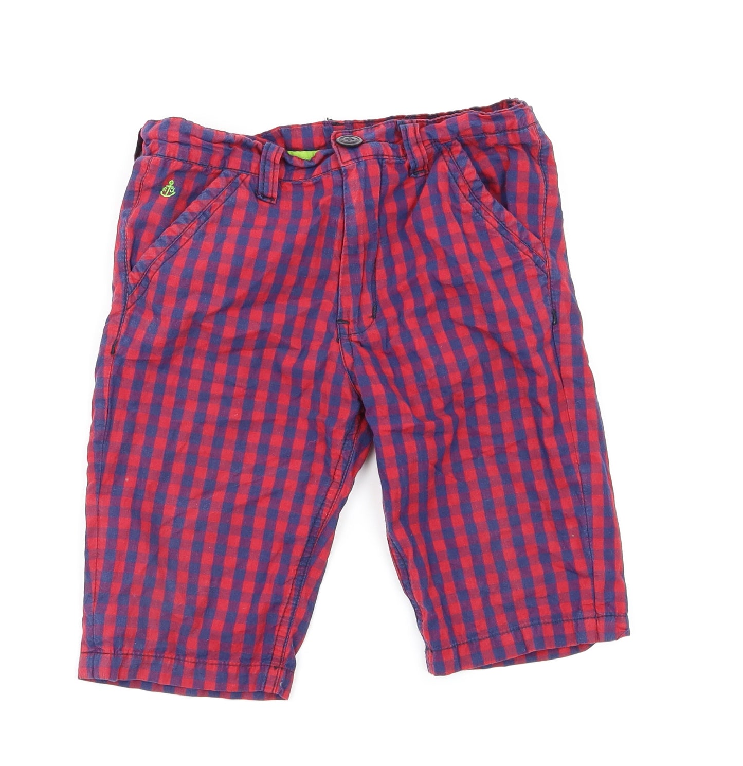 Preworn Boys Red Check  Cargo Trousers Size 4 Years