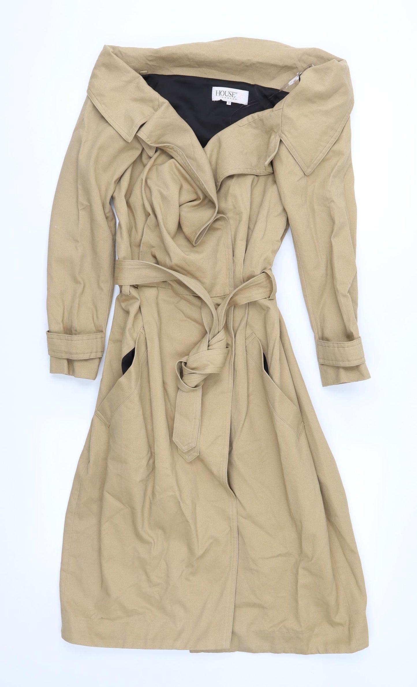 HOUSE OF CB Womens Brown   Trench Coat Coat Size S
