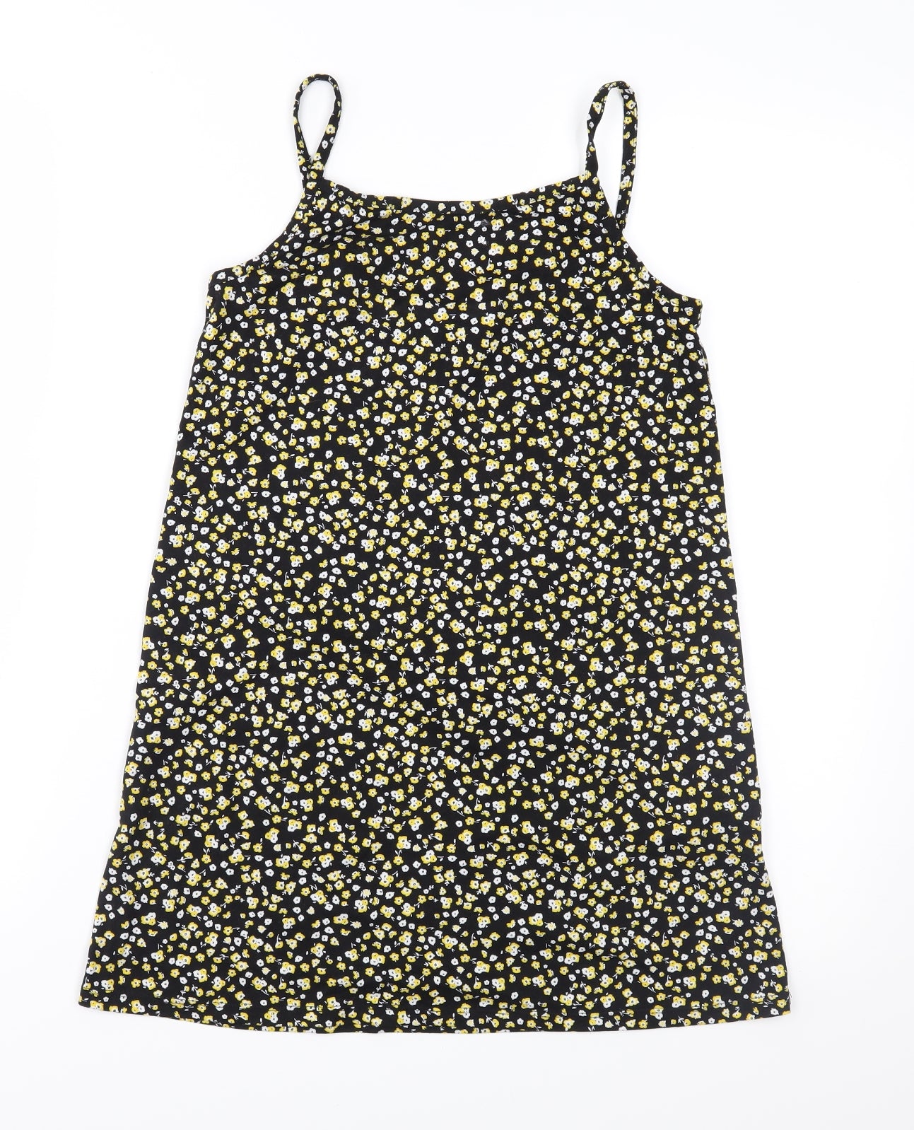 Primark Girls Black Floral Jersey T-Shirt Dress  Size 9-10 Years