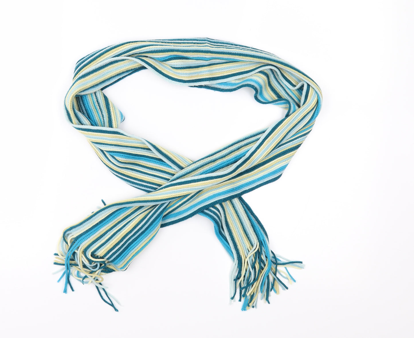 Preworn Mens Blue Striped Knit Rectangle Scarf Scarf Size Regular