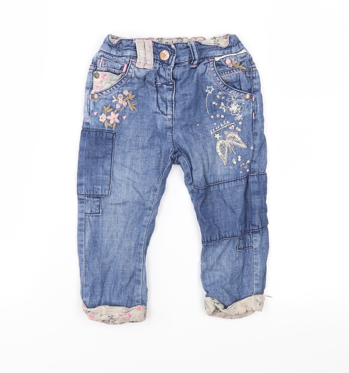 NEXT Girls Blue  Denim Capri Jeans Size 12-18 Months