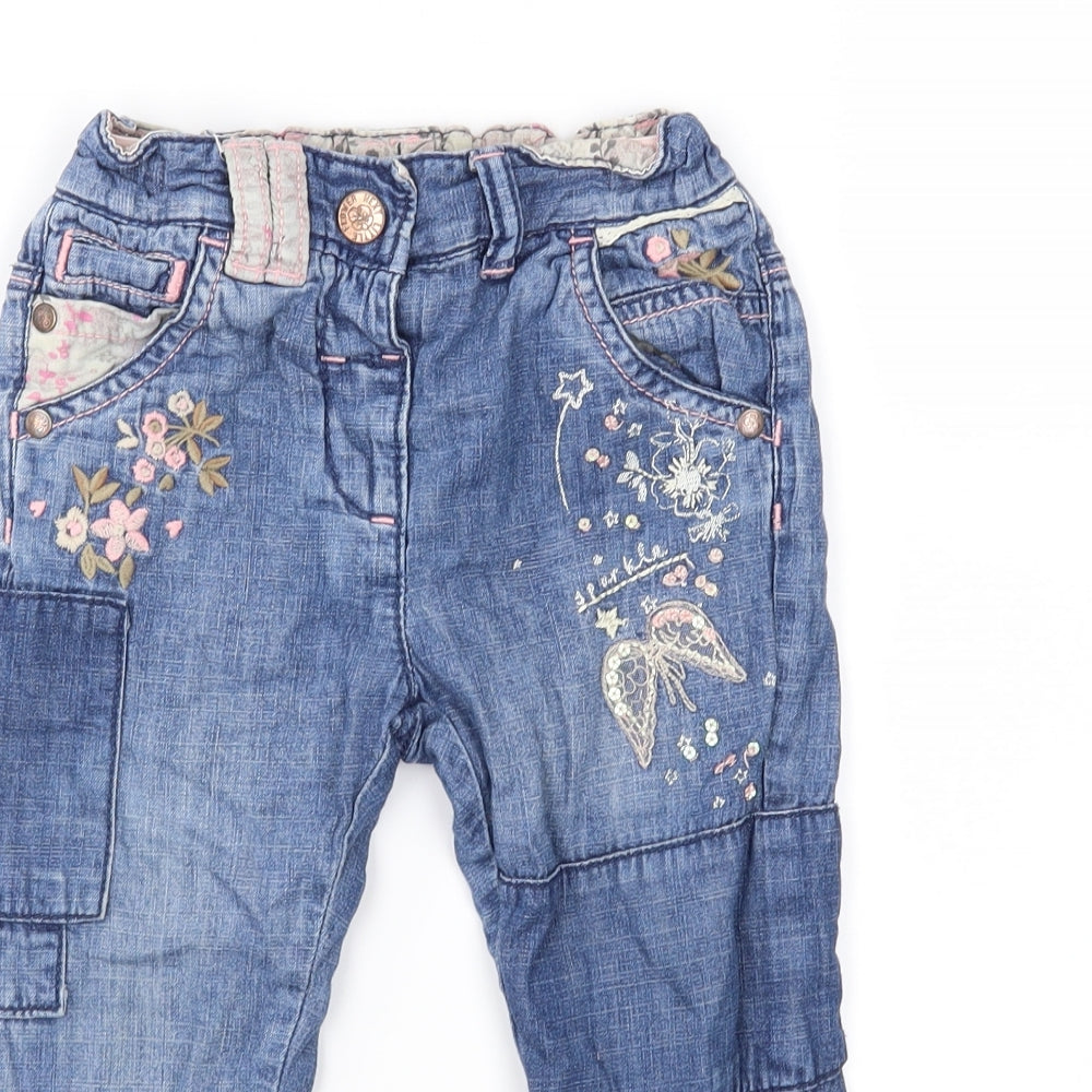 NEXT Girls Blue  Denim Capri Jeans Size 12-18 Months