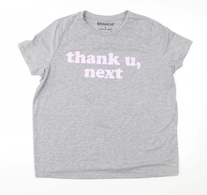 Bravado Womens Grey Jersey Basic T-Shirt Size L