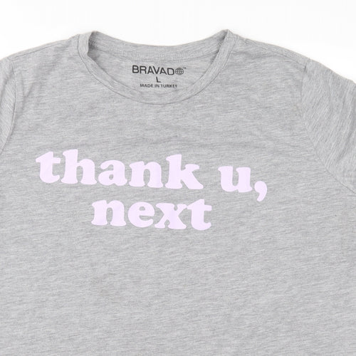 Bravado Womens Grey  Jersey Basic T-Shirt Size L
