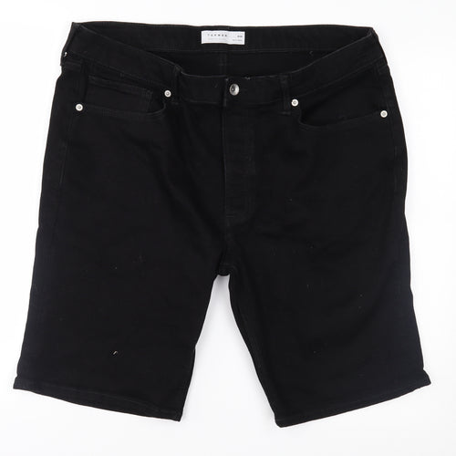 Topman Mens Black  Denim Cargo Shorts Size 38 in