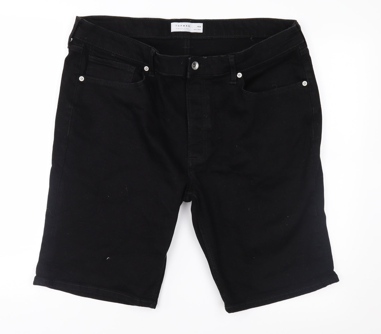Topman Mens Black  Denim Cargo Shorts Size 38 in