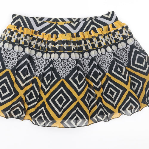 Miss GG Girls Black Geometric Chiffon Flare Skirt Size 7 Years