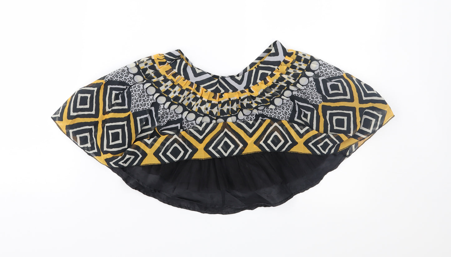 Miss GG Girls Black Geometric Chiffon Flare Skirt Size 7 Years