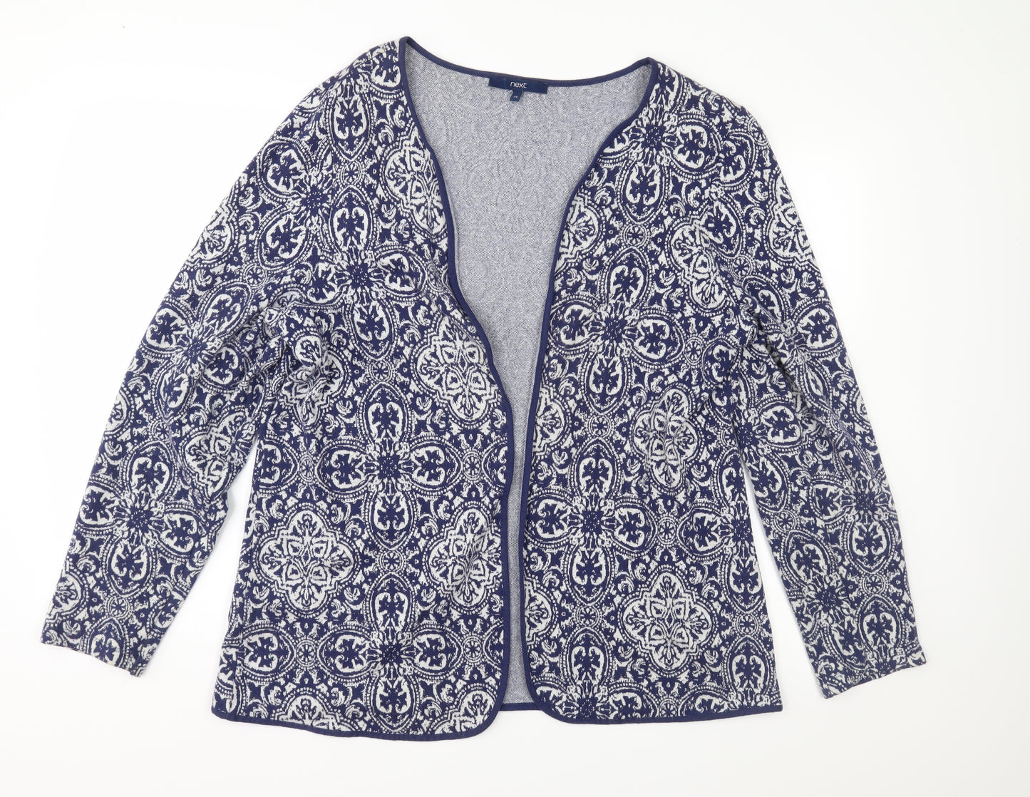 NEXT Womens Blue Geometric Jersey Cardigan Jumper Size 20