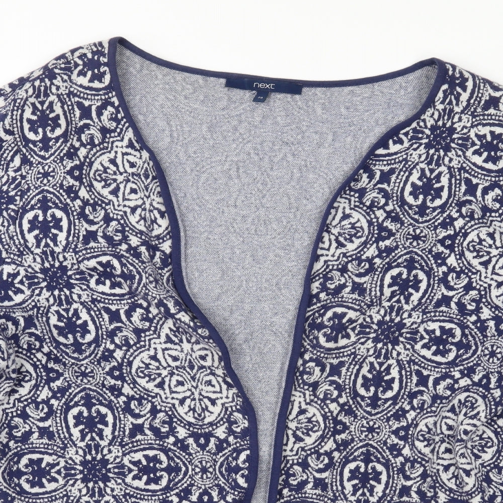 NEXT Womens Blue Geometric Jersey Cardigan Jumper Size 20